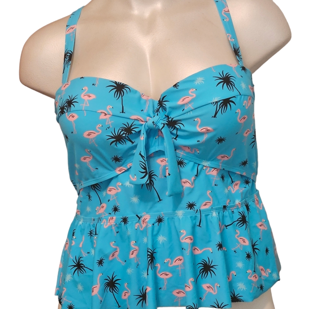 NWOT Zara Beez Flamingo Print Tankini Top, 3XL
